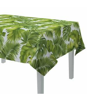 Dekoria Ubrus obdélníkový, seledynowe liście na białym tle, 130 × 250 cm, Tropical Island, 143-63